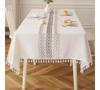 Deep Dream Table Cloth Rectangle Table, Rustic Waterproof Cotton Linen Tablecloths, Wrinkle Free Farmhouse Style Table Cloths for Parties, Kitchen Dining, Holiday, 55" X 86", 6-8 Seats