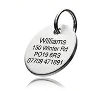 Deep-Engraved Pet ID Tag - Heavy Duty Stainless Steel - 30mm Custom Dog & Cat Name Plate - Double-Sided, Corrosion Resistant, Any Language & Symbols