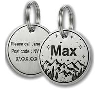 Deep Engraved Solid Brass Pet ID Tag, 2mm Extra Thick Personalized Dog Tags for Large Dogs & Small Cats, Waterproof Rust-Proof,Fashion Gift, 4 Sizes (Silver/Brass)