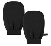 Deep Exfoliating Glove-Korean Exfoliating Mitt for Shower Ideal for Dead Skin Remover, Keratosis Pilaris & Self-Tanning to Improve Skin Tone Made with 100% Natural Viscose (Black+Black)