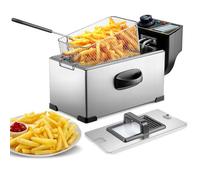 Deep Fat Fryer 3L Capacity 2000W - Stainless Steel Chip Pans with Basket and Lid, Adjustable Temperature Control, Non-slip, Easy Clean, Non-stick Removable Oil Container (3L)