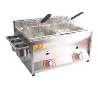 Deep Fat Fryer Commercial Countertop LPG Gas Deep Fat Fryer Dual Tanks with Basket and Lid Precise Temperature Control Ideal for Restaurant/Home Large Capacity for Fries Fish and More