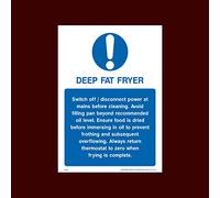 Deep Fat Fryer Instructions Sticker/Self Adhesive Sign - Raw, Cooked, Preparation, Fish, Food, Wash Hands (FP41)