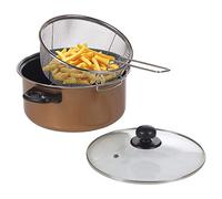Deep Fat Fryer Set Black Marble or Copper Look Chip Pan (Copper)