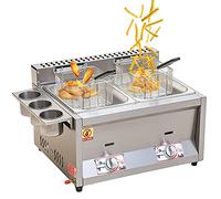 Deep Fat Fryer, Stainless Steel LPG Fryer, Stainless Steel Fat Fryer With Removable Basket, Freestanding Temperature Control, With Lid (Natural Gas Single tank) ((Lpg) Double tank)