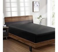 Deep Fitted Sheet Polycotton Plain Dyed Bedsheets Bedding 25 CM Black