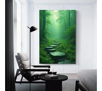 Deep Forest Path Artistic Wall Art Painting The Picture of Animal Print On Canvas Artwork Pictures For Home Living Room Modern Decor Decoration 20x30inch(50x75cm)