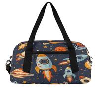 Deep Forest-Starry Sky Kids Duffle Bag Boys Girls Small Sport Dance Gym Bag for Overnight Travel Weekender Carry On, Space - Rockets, 18.5"L x 9.4"W x 7.8"H