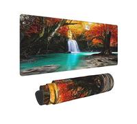 Deep Forest Waterfall Extended Big Mouse Pad Large,XL Gaming Mouse Pad Desk Pad,31.5x11.8inch Long Computer Keyboard Mouse Mat Mousepad with 3mm Non-Slip Base for Home Office Work