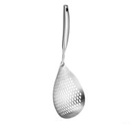 Deep Fry Slotted Spoon 38cm Heat Resistant Steel | Large strainer bowl, oval hole design, fast draining, scoop noodles eggs, no food slipping