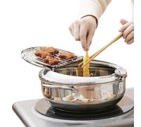 Deep Fryer Pot (°C), 11"/4.4Qt (4.2 L) Extra Large Tempura Frying Pot with Lid, 304 Stainless Steel Fry Pot with Temperature Control and Oil Drip Drain Rack