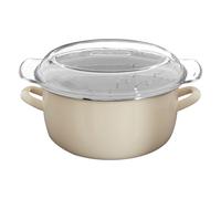 Deep Fryer Pot Glass Pyrex Lid Enamel Retro Finish Chips Fries Basket Pan