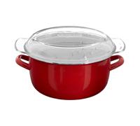 Deep Fryer Pot Glass Pyrex Lid Enamel Retro Finish Chips Fries Basket Pan