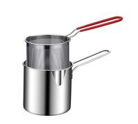 Deep Fryer Pot with Basket, Stainless Steel Cooking Pot Deep Fryer with Handle, Japanese Tempura Fryer Deep Fryers Frying Pot for Frying Fish Shrimp Chicken and Fries