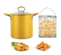 Deep Fryer Pot with Strainer Basket and Lid, 3L Stainless Steel Deep Fryer Pan with Handle, Multipurpose Cooking Pot, Bacon Grease Container for Frying Fish Shrimp Chicken Fries