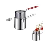Deep Fryer Set 304 Stainless Steel Removable Frying Basket Portable（3pcs） | Cooking Pot Induction Compatible Suitable for Oden, Fish, Shrimp, Chicken, and Fries Outdoor Use Multi-Piece Set