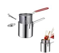 Deep Fryer Set 304 Stainless Steel Removable Frying Basket Portable（4pcs） | Cooking Pot Induction Compatible Suitable for Oden, Fish, Shrimp, Chicken, and Fries Outdoor Use Multi-Piece Set