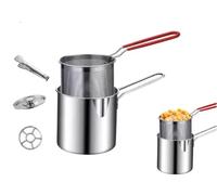 Deep Fryer Set 304 Stainless Steel Removable Frying Basket Portable（5pcs） | Cooking Pot Induction Compatible Suitable for Oden, Fish, Shrimp, Chicken, and Fries Outdoor Use Multi-Piece Set