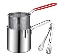 Deep Fryer Stock Pot with Basket 2 Pieces Small Fryer Japanese Style Economy Fryer 304 Stainless Steel Fryer for Fry Thigh Chicken, Dried Fish