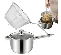 Deep Frying Pot | Large Capacity Nonstick with Lid basket - Stainless Steel Fryer Pot with Basket - for Induction Stove Home Restaurant Camping French Fries Chicken Seafood Soup
