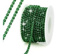 Deep Green Rhinestone Chain, 10 Yards 3MM Crystal Rhinestone Chain Trim for Sewing Crocs Shoes, Claw Rhinestone Chain for Craft Jewelry Wedding DIY Decoration