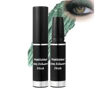 Deep Green Shimmer Eyeshadow Stick, Metallic Cream Eye Shadow Crayon, High Pigmented Smooth Eyeliner for Artistic Makeup, Waterproof Long-Lasting Formula, Pearlescent Glitter Pencil