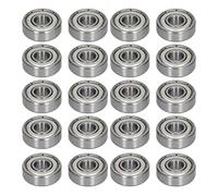 Deep Groove Ball Bearing 20Pcs Double Sealed High Speed Low Friction Steel Ball Bearings for Engineering Equipment Motors Gearboxes Bearing Steel Construction (3600-0722-0008)