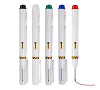 Deep Hole Marker - 20mm Waterproof Permanent Ink Marking Tool | 5 Piece Quick Dry Colorful Long Point Pen for Construction Builders Bath