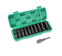 Deep Impact 11pcs 1/2" Drive Socket Set, 10-24mm, with Adapter & Storage Box, for Car & Home Repair