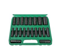 Deep Impact Socket Set 1/2" Deep Impact Socket Set 8-32mm - 6-Point Hex 10-20 Pcs/Set Metric Sizes Carbon Steel with Hard Storage Box Hand Tool(20pcs)