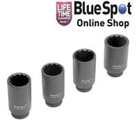DEEP IMPACT SOCKETS 1/2" SQUARE DRIVE 4 PIECE SET 30mm - 36mm, BLUE SPOT 01528