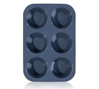 Deep Jumbo Muffin Tray 6 Cup Large Silicone Cupcake Yorkshire Pudding Tin | Non-Stick Giant Muffins Pan, Bakeware, Baking Case, Baking Mould for Yorkshire Pudding, Bun, Cupcakes, 27.8 x 19 x 5 cm(Grey)