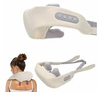 Deep Kneading Neck and Shoulder Massager with Heat, 2 Massage Modes, Electric Therapeutic Massage Wrap, Beige