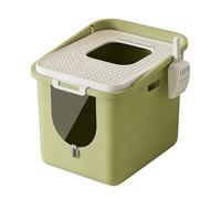 Deep Litter Box, Stackable Ca Liter Pan with Litter Scoop and Filter Pedal, Fully Enclosed Cat Ltter Enclosure for Shy Or Active Cats(Green)