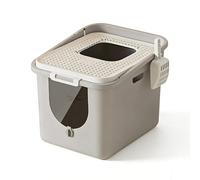 Deep Litter Box, Stackable Ca Liter Pan with Litter Scoop and Filter Pedal, Fully Enclosed Cat Ltter Enclosure for Shy Or Active Cats(Grey)