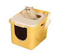 Deep Litter Box, Stackable Ca Liter Pan with Litter Scoop and Filter Pedal, Fully Enclosed Cat Ltter Enclosure for Shy Or Active Cats(Yellow)