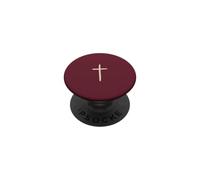 Deep Maroon Red Hand Drawn Christian Cross Minimalist Faith PopSockets Adhesive PopGrip