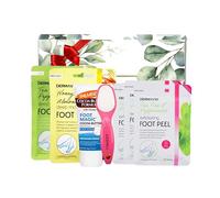 Deep Moisturizing Foot Mask Pack & Scrub with Foot File Bundle - Foot Peel, Foot Peel Mask, Foot Spa & Cocoa Butter - Gift Box Included