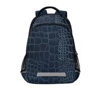 Deep Navy Blue Crocodiles skin Pattern big kid backpacks with chest strap book bags for college mochilas para ni?a