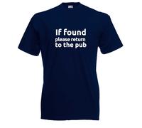 (Deep Navy, XL) Funny If Found Please Return To The Pub Graphic High Quality T-Shirt, Tee, Men's, Unisex