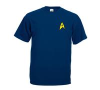 (Deep Navy, XL) Star Trek, Spock, Starfleet Badge Inspired Graphic High Quality T-Shirt, Tee, Men's, Unisex
