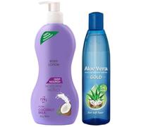 Deep Nourish Body Lotion for Women & Men, 400ml & Aloe Vera Enriched Coconut Hair Oil GOLD, 400ml | 72h Moisturisation & Deep Hair Nourishment | With Coconut Milk & Aloe Vera