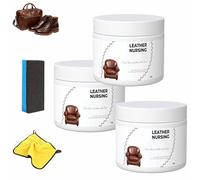 Deep Nourishing Leather Nursing Cream, Leather Conditioner & Repair Kit for Furniture, Car Interiors, Shoes, Bags & Jackets (3pcs)