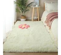 Deep-Pile Living Room Rug, Soft Plush Carpet Mat Anti-Slip Bottom -Bedroom Fluffy Modern Bedside Rug High-Pile Carpet fo Room,Off White,160x200cm