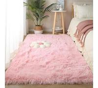 Deep-Pile Living Room Rug, Soft Plush Carpet Mat Anti-Slip Bottom -Bedroom Fluffy Modern Bedside Rug High-Pile Carpet fo Room,Pink,50×160cm