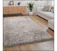Deep Pile Rug Cuddly Modern Shaggy Flokati Style Cosy Plain In Grey
