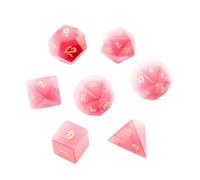 Deep Pink Cat's Eye Crystal Dice - Hand-Carved Gemstone Dice D4 D6 D8 D10 D12 D20 Percentile or 7PCS RPG Set for DND & Tabletop Games(Sevensuits)