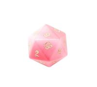 Deep Pink Cat's Eye Crystal Dice - Hand-Carved Gemstone Dice D4 D6 D8 D10 D12 D20 Percentile or 7PCS RPG Set for DND & Tabletop Games(D20Face)