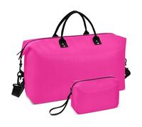 Deep Pink Solid Color Pure Plain Decorative Travel Weekender Gear Bag Sports Gym Tote Bag with Adjustable Strap for Trekking 2 Pcs Set maletines para Mujer de