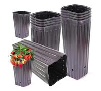 Deep Plastic Tree Pots - Flexible Black Nursery Planters Thick Square Seedling Grow Bags for Optimal Plant Growth & Agriculture Breathable Design for Healthy Roots